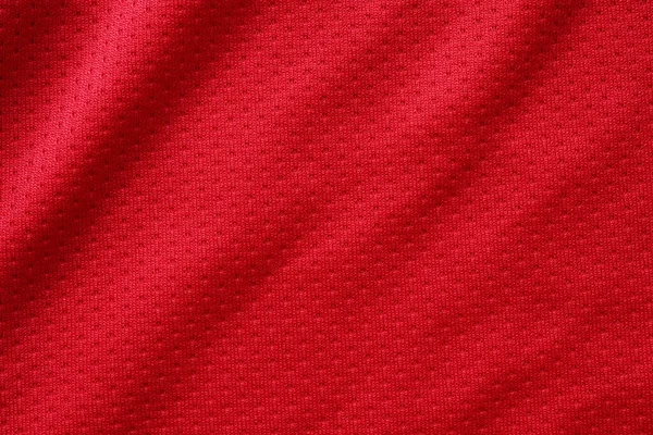 Red Sports Clothing Fabric Football Shirt Jersey Texture Close — Stock Photo, Image