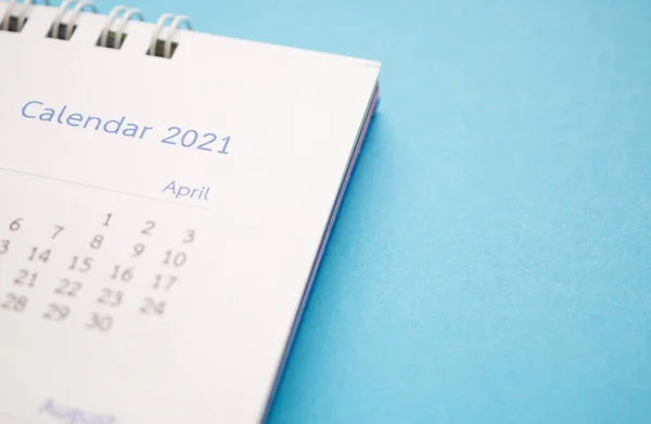 Naptári Oldal 2021 Közel Kék Háttér Üzleti Tervezés Találkozó Koncepció — Stock Fotó