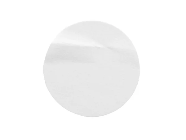 Κενό Λευκό Στρογγυλό Αυτοκόλλητο Χαρτί Ετικέτα Απομονώνονται Λευκό Φόντο Clipping — Φωτογραφία Αρχείου