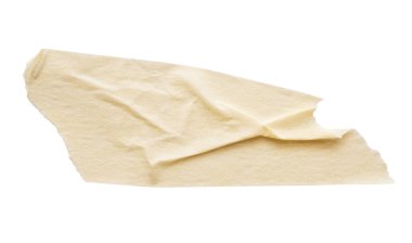 Sarı yapıştırıcı bant beyaz arkaplanda izole edilmiş.