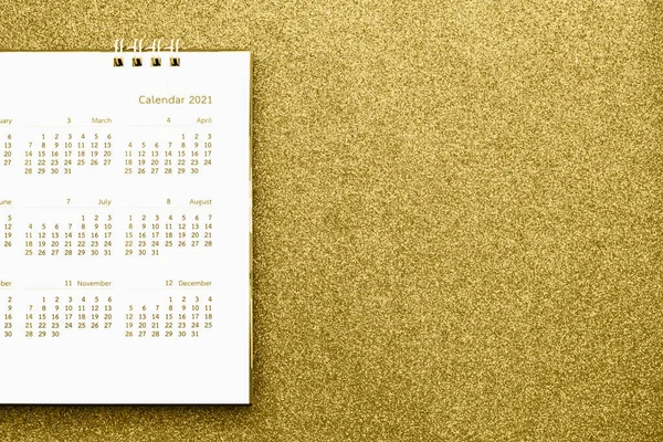 Bonne Année 2021 Calendrier Page Fermer Sur Fond Scintillant Paillettes — Photo