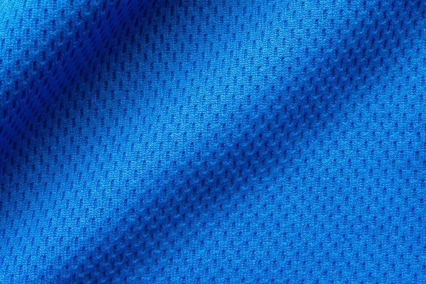 Blauwe Sport Kleding Stof Voetbal Shirt Jersey Textuur Close — Stockfoto