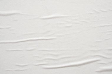Boş beyaz buruşmuş ve buruşmuş kağıt poster dokusu arka planı