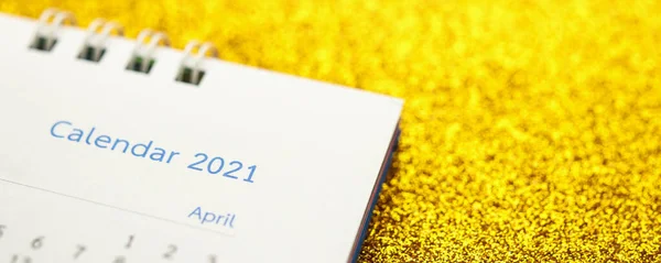 Boldog Évet 2021 Naptári Oldal Közelről Arany Csillogó Háttér — Stock Fotó