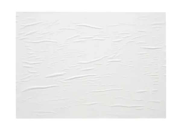 Prázdné Bílé Zmačkané Zmačkané Papírové Samolepky Nebo Plakát Textury Izolované — Stock fotografie