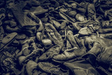 Auschwitz Birkenau toplama kampındaki ölü mahkumların ayakkabıları.