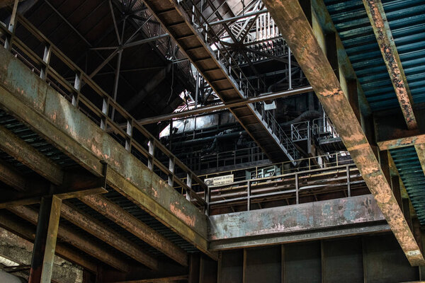 Interior photo of a historic industrial metallurgy iron steel factory in Ostrava