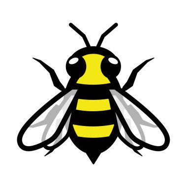 Arı logosu simgesi işareti. Basit bir arı çizimi, izole edilmiş..