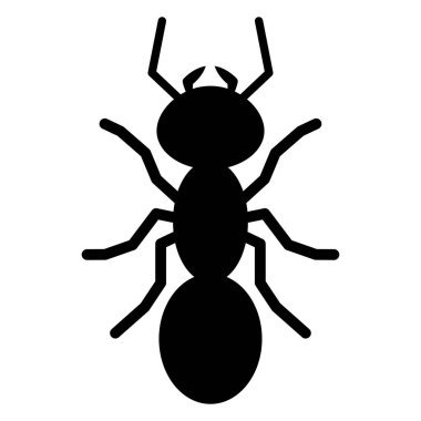 Karınca silueti logo simgesi simgesi işareti. Basit bir karınca silueti çizimi, izole edilmiş.