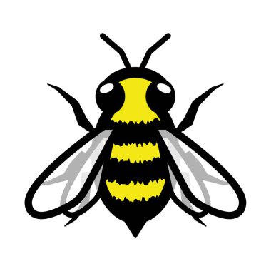 Fuzzy bee logo simgesi simgesi işareti. Basit tüylü, kabarık bir arı çizimi, izole edilmiş..