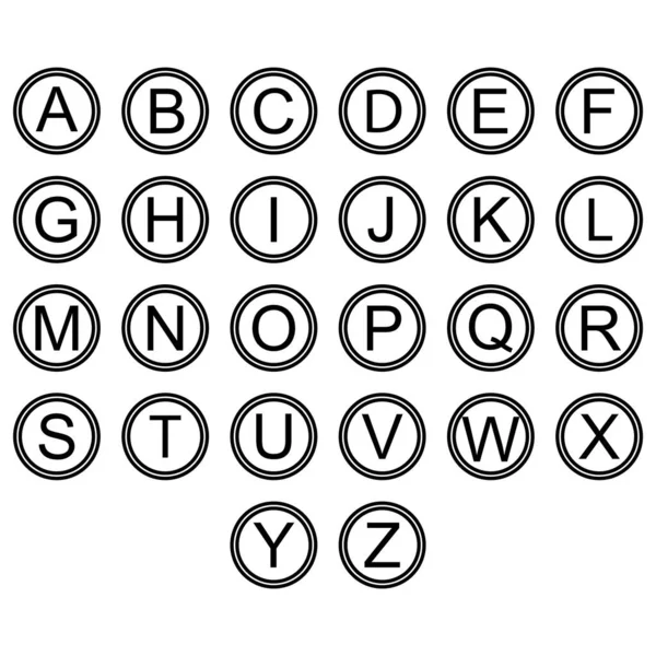 Lettere Alfabeto Inglese Simboli Icone Segni Semplice Set Colore Bianco — Vettoriale Stock