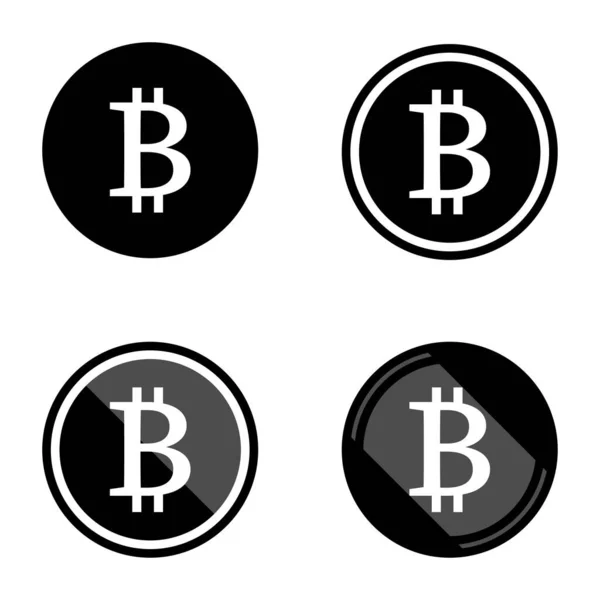 Bitcoin Símbolos Moneda Virtual Iconos Logo Simple Conjunto Colores Blanco — Archivo Imágenes Vectoriales