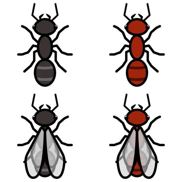 Ants Logos Symboles Icônes Signes Ensemble Une Collection Illustrations Simples — Image vectorielle