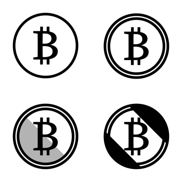 Bitcoin Símbolos Moneda Virtual Iconos Logo Simple Conjunto Colores Blanco — Archivo Imágenes Vectoriales