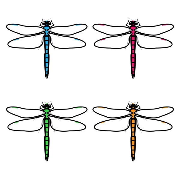 Σετ Συμβόλων Συμβόλων Συμβόλων Dragonflies Μια Συλλογή Από Εικόνες Από — Διανυσματικό Αρχείο