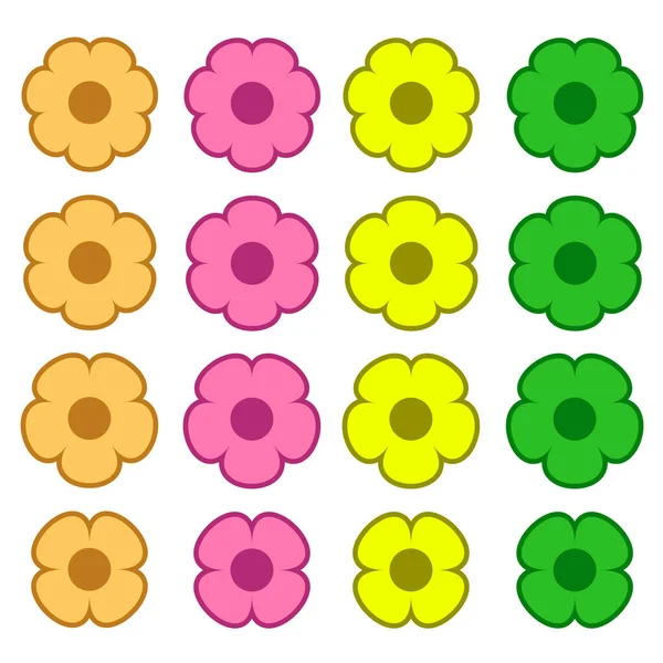 Jednoduchá Sada Symbolů Ikon Květin3 Jednoduché Minimalistické Prvky Barevné Květy — Stockový vektor