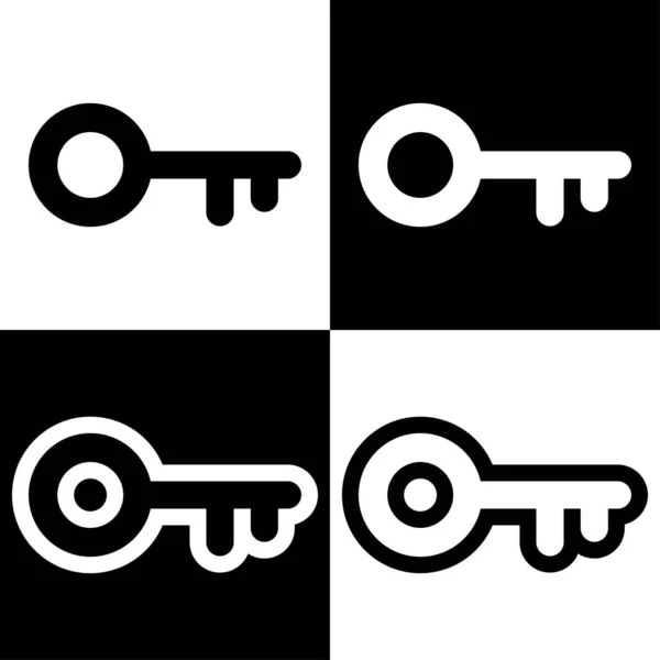 Κλειδιά Εικονίδια Σύμβολα Υπογράφει Λογότυπα Απλό Μαύρο Και Άσπρο Σετ — Διανυσματικό Αρχείο