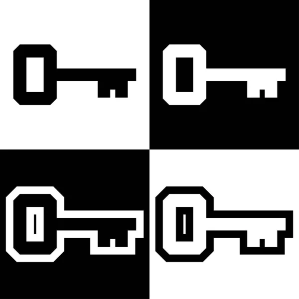 Κλειδιά Εικονίδια Σύμβολα Υπογράφει Λογότυπα Απλό Μαύρο Και Άσπρο Σετ — Διανυσματικό Αρχείο