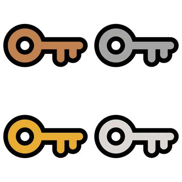 Claves Símbolos Iconos Signos Logotipos Simple Bronce Plata Oro Platino — Vector de stock