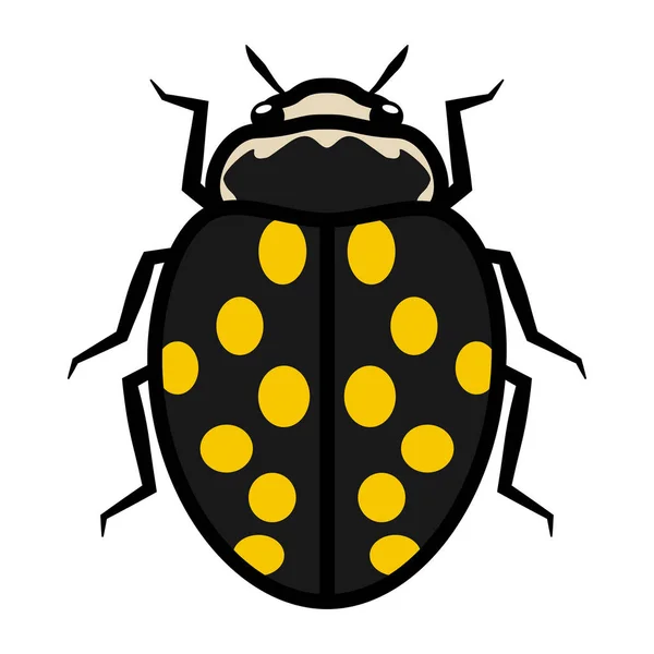 Coccinelle Logo Symbole Icône Signe Avec Quatorze Taches Jaunes Illustration — Image vectorielle