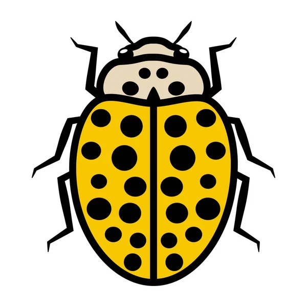 Символ Значка Логотипу Ladybug Двадцятьма Двома Чорними Плямами Ілюстрація Сонечка — стоковий вектор