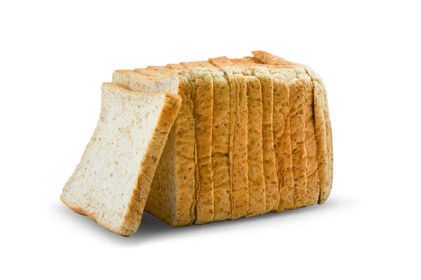 白い背景に隔離された全粒小麦パン — ストック写真