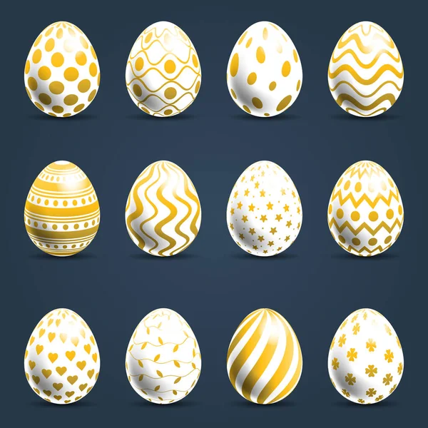 Eierset Mit Ungewöhnlichen Und Schönen Mustern Realistische Ostereier Vektor Illustration — Stockvektor
