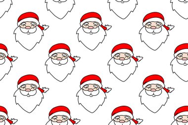 Beyaz Arkaplanda Kusursuz Noel Baba Şablonu, Vektör, Görüntü.