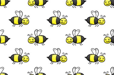 Küçük arı, kusursuz arka plan, kusursuz desen, Vektör, Çizimler.