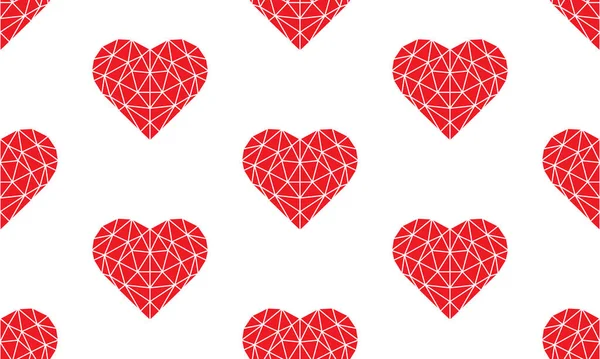 Seamless Patterned Background Low Polygonal Heart Shape — Stock Vector