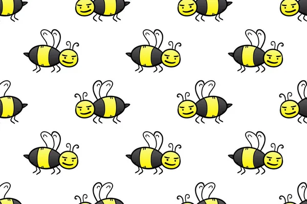 小さな蜂 シームレスな背景 シームレスなパターン ベクトル イラスト — ストックベクタ