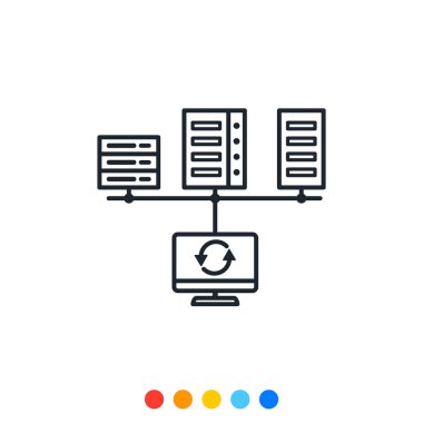 Sunucuya bağlı bilgisayarın simgesi. 