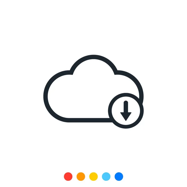 Cloud Icoon Download Sign Voor Het Beheren Van Data Opslag — Stockvector