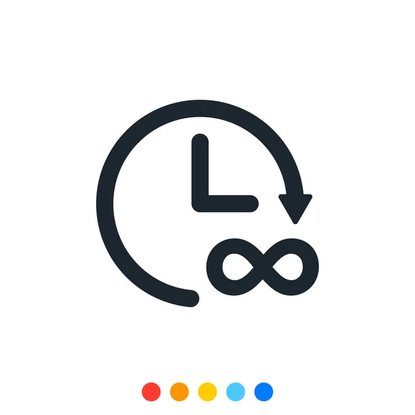 Icono Del Reloj Símbolo Del Infinito Reloj Analógico Vector Ilustración — Archivo Imágenes Vectoriales