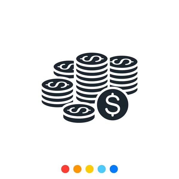 Empilement Pièces Icône Icône Financière Bancaire — Image vectorielle