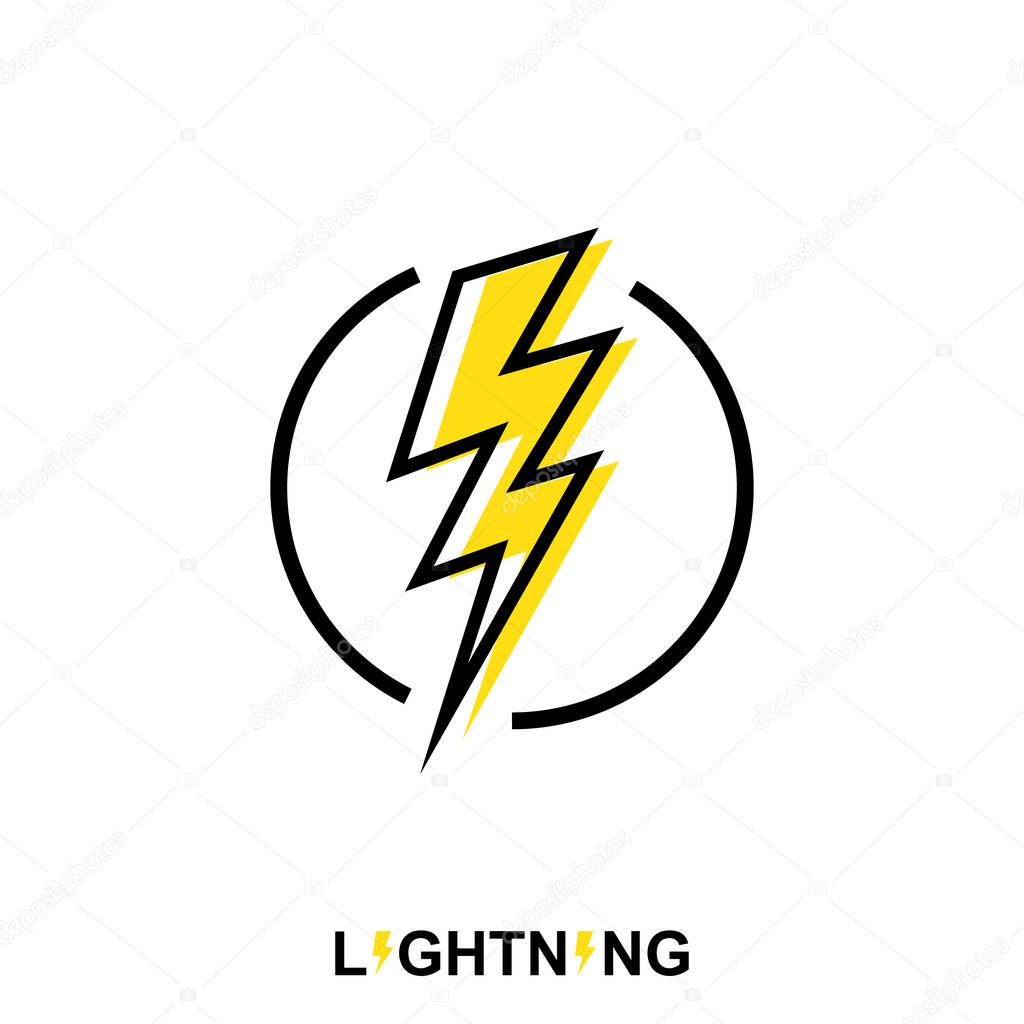 Flat thunderbolt element,lightning icon,Hand drawn,Vector and Illustration.