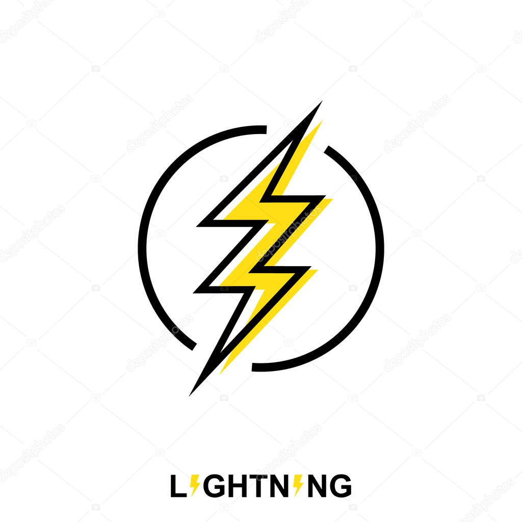 Flat thunderbolt element,lightning icon,Hand drawn,Vector and Illustration.