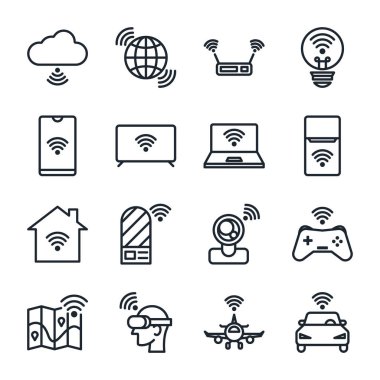 Şeylerin İnternet simgesi kümesi.