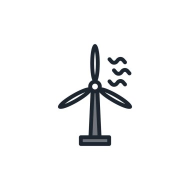Rüzgar türbini simgesi, Elektrik için rüzgar türbini, vektör.