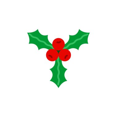 Holly böğürtlen düz tasarım elementleriyle, Holly böğürtlen ikonu, vektör ve illüstrasyonla ayrılır.