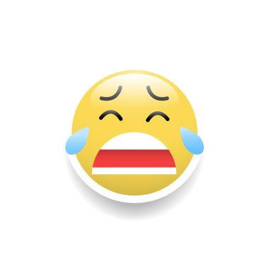 Ağlayan yüz ifadesi, vektör ve illüstrasyon.