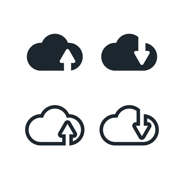 Clouds Icon Set Subir Descargar Iconos Almacenamiento Datos Línea — Archivo Imágenes Vectoriales