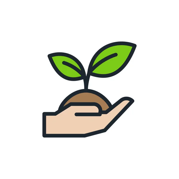 Tree Planting Icon Sapling Icon Vector Illustration — Stock Vector