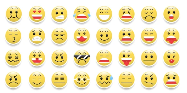 Zestaw Ikon Emoticons Zestaw Komiksów Emotional Expressions — Wektor stockowy