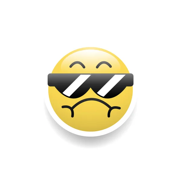 Icona Emoticon Cool Vettoriale Illustrazione — Vettoriale Stock