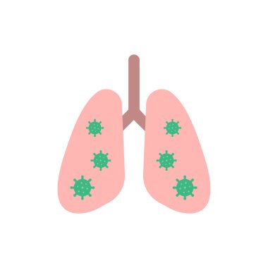 Virüs düz tasarım elementi Icon, Vector ve Illustration tarafından enfekte edilen akciğerler.