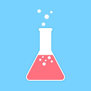 Kimyasal düz tasarım elementini içeren test tüpü, Simge, Vektör ve İllüstrasyon.