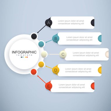 Pazarlama bilgileri veya iş planlama bilgilerinin sunumu için modern tasarım şablonları, alt konu ABC ile Infographic şablonu, Vektör.