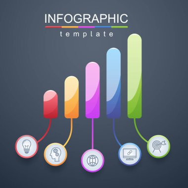 Pazarlama bilgileri veya iş planlama bilgilerinin sunumu için modern tasarım şablonları, Infographic şablonu, Vektör.