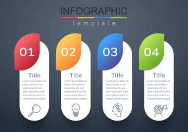 Pazarlama bilgileri veya iş planlama bilgilerinin sunumu için modern tasarım şablonları, Infographic şablonu, Vektör.